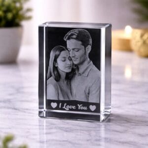 Personalized 3D crystal photo portrait gift with LED light base