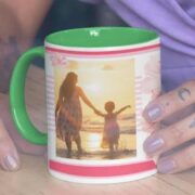 Coffee Mug with Print - Happy Birthday Mother, Love You Lots - Green mug