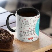 Love - Black color Coffee mug with print