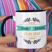congratulations to the happy couple with our beautiful personalized happy married life coffee mugs.