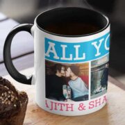 Coffee mug with print - All you need  is love- Black mug