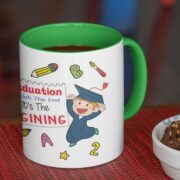 Coffee mug with print - Mug for KG graduates - Green mug