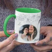 - personalizedgift.in Coffee mug with print - Floral design mug for wedding - Green mug