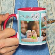 Coffee mug with print - Mug for wedding anniversary - Red mug