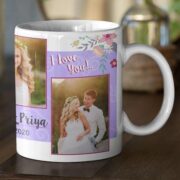 Coffee mug with print - mug for newly married couple - White mug