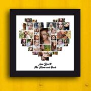 Heart Shaped Photo Collage Frame with 32 Photos
