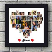 Forever - Heart Shaped Collage Photo Frame with 29 Photos