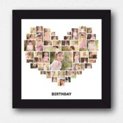 Birthday Collage with 47 Photos - Heart Shaped Photo Collage Frame with Text