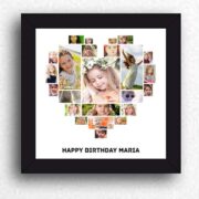 Happy Birthday - Heart Shaped Photo Collage Frame with 24 Photos