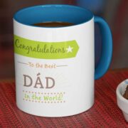 Coffee mug with print - Best dad in the world- Blue mug