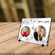 Personalized photo printed Stone plaque with white theme