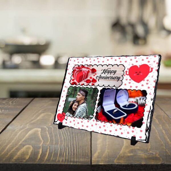 Personalized Stone plaque with 2 Photos - Happy Anniversary
