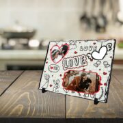 Personalized photo printed Stone plaque  with 3 Photos - Love