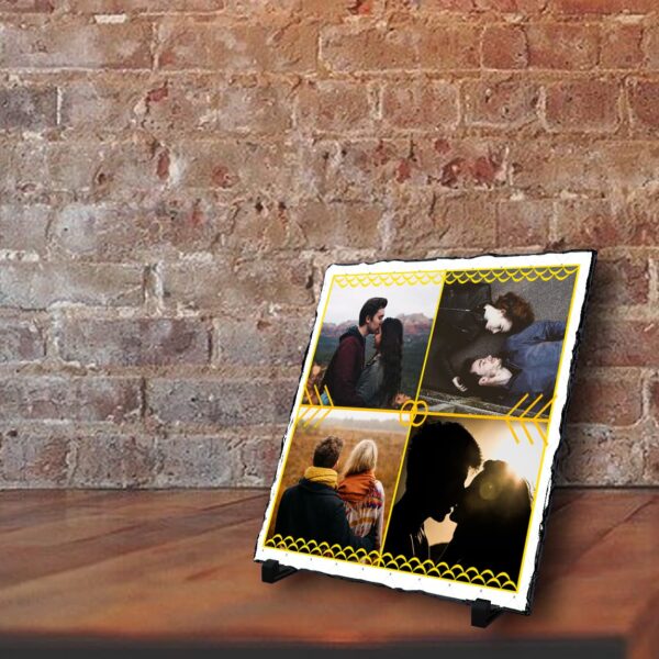 personalized square stone plaque with 4 images