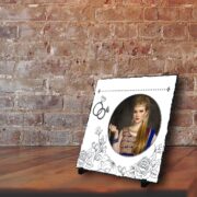personalized square stone plaque with a photo for wedding