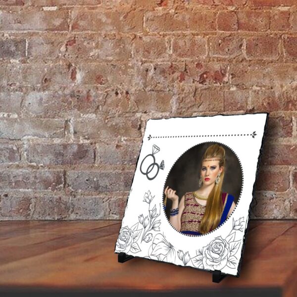 personalized square stone plaque with a photo for wedding