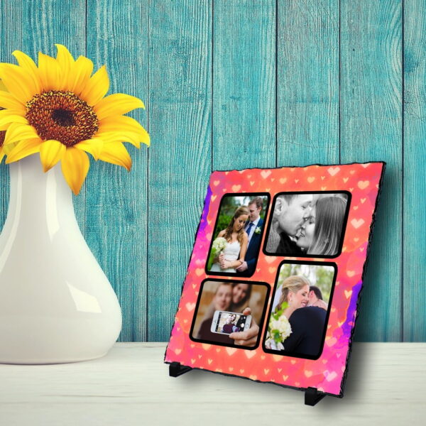 personalized square stone plaque with 4 photos