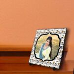 Personalized square Stone plaque with a Photo - Love