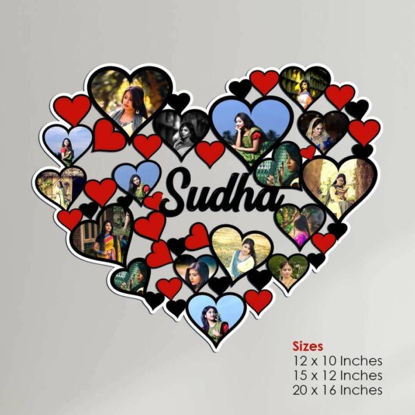 Heart Shaped Photo Collage Cutout Frame with name
