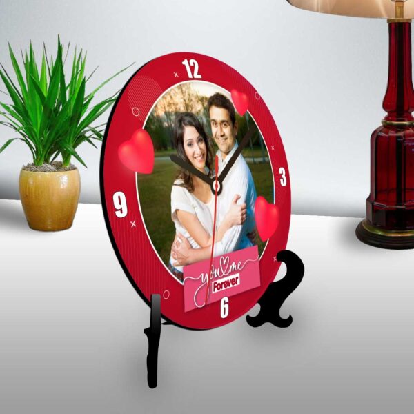 You and me forever personalized table clock round 1