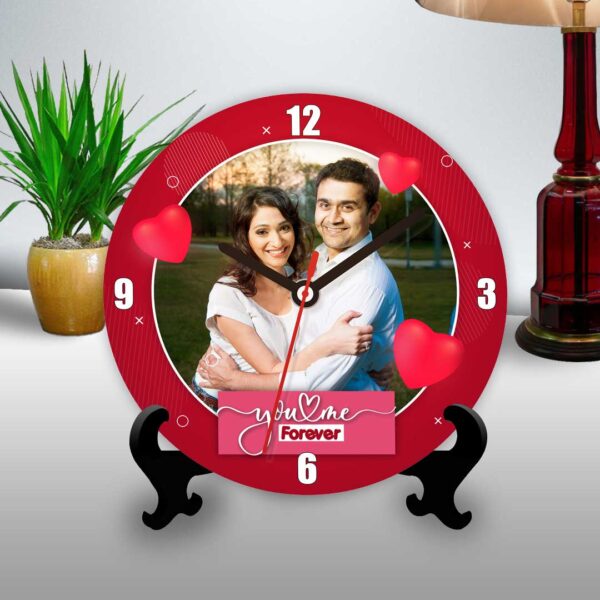 You and me forever personalized table clock round