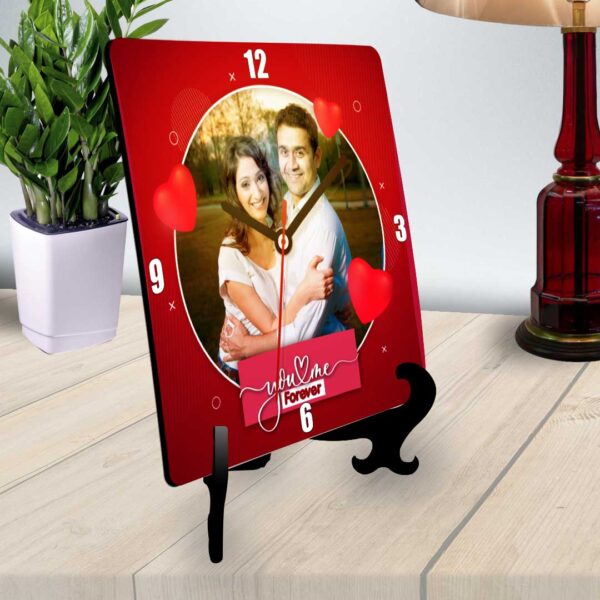You and me forever personalized table clock square-1
