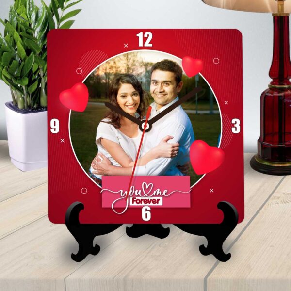 You and me forever personalized table clock square