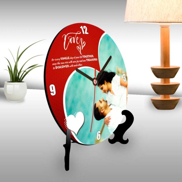 Love you personalized table clock heart themed -1