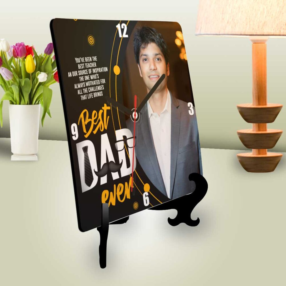 Best dad ever personalized table clock square-1