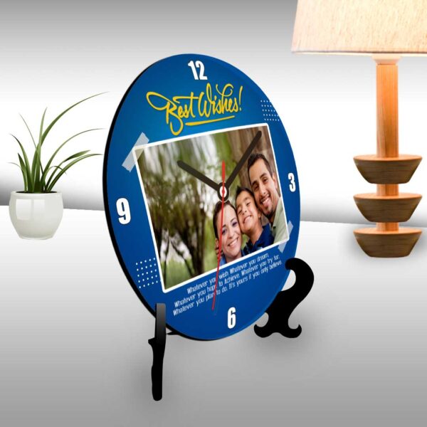 Best wishes personalized table clock round 1
