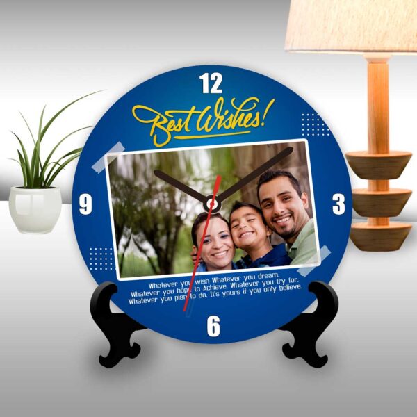 Best wishes personalized table clock round