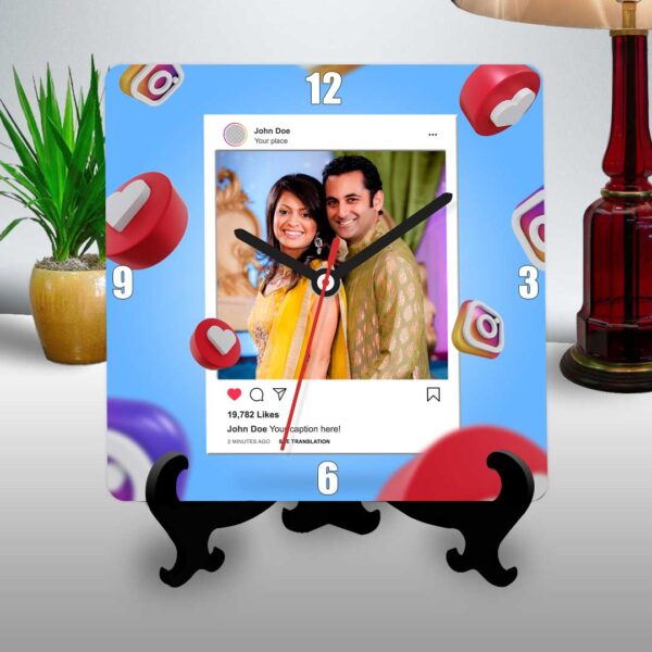 instagram themed personalized table clock square