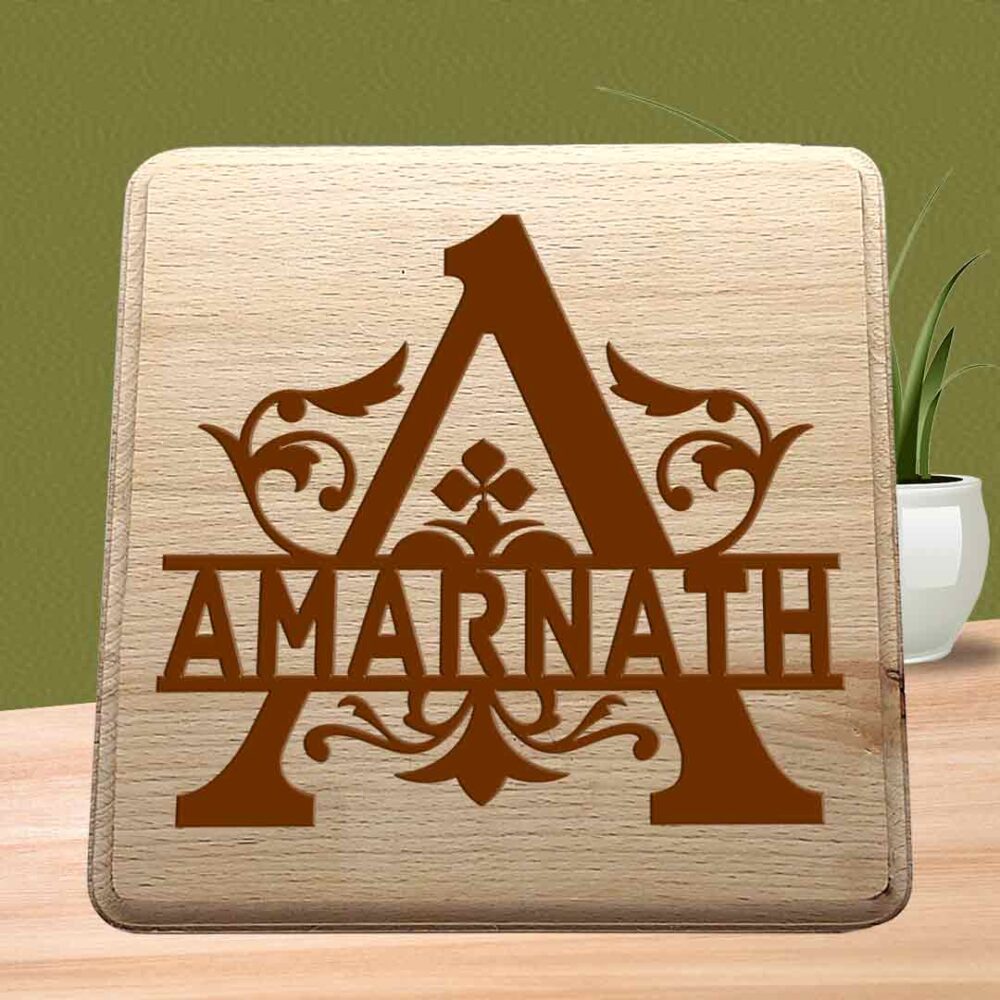 Monogrammed Plaques-wood engraving square 8x8 inches