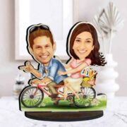 Lovely-Couple-In-A-Bicycle-–-Personalized-Caricature-Gifts-1