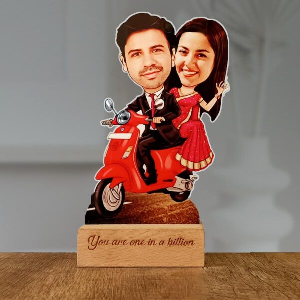 Couple Caricature - Couples Riding Scooter