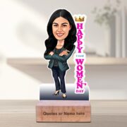 Happy Women’s Day Caricature – Personalized Wooden Art for Celebrating Superwomen