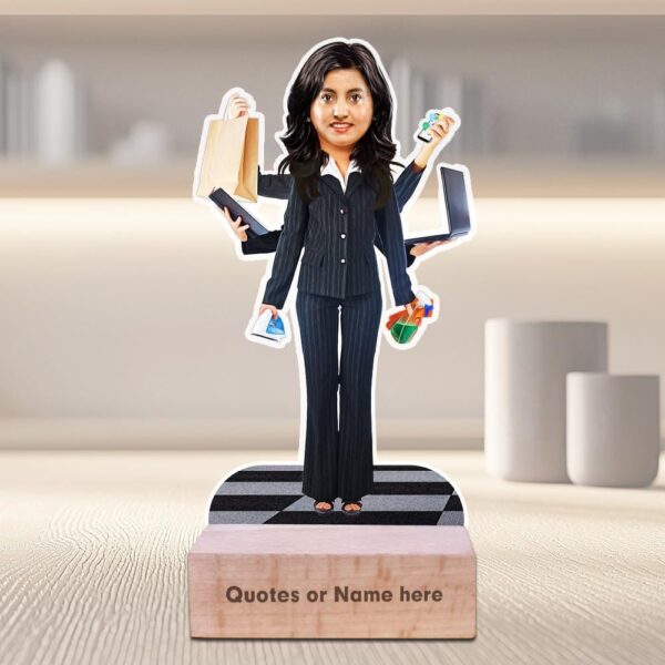 Celebrate the Multitasking Women in Your Life | Personalized Caricature Gift with Wooden Stand