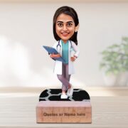 Personalized-Female-Doctor-Caricature-gift-wooden-stand