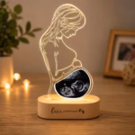 Custom Pregnancy Ultrasound Acrylic Lamp with LED Wooden Base