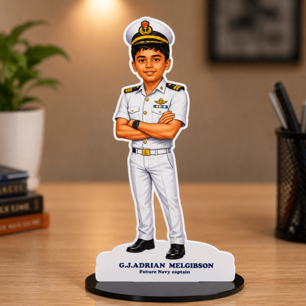 Personalized Navy Captain caricature with custom name